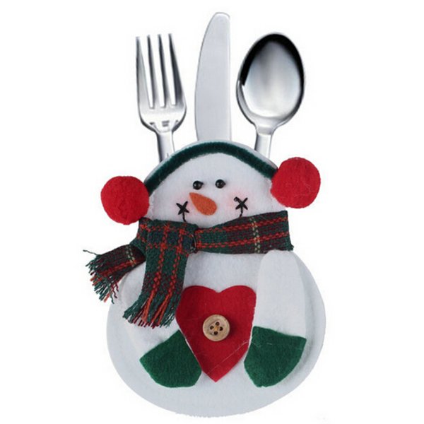 Christmas Snowman Holder Cutlery Tableware Dinner Party Decor