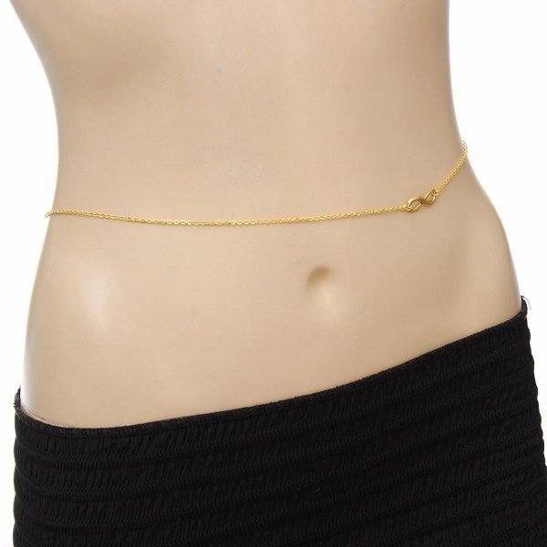 Sexy Bikini Infinity 8 Belly Waist Chain Gold Plated Body Necklace