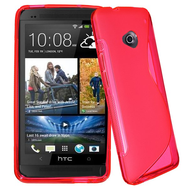 S Line Wave Shape Design TPU Gel Case Cover Skin For HTC ONE M7