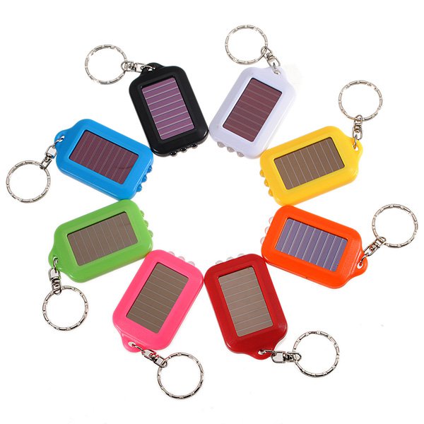 3 LED Solar Panel Energy Flashlight Torch Lamp Keychain