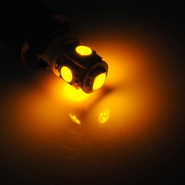T10 194 168 Car Side Amber 5 SMD LED Wedge Bulb Light
