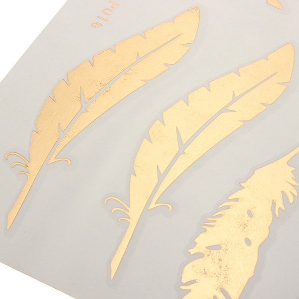 Metallic Temporary Gold Bird Feather Arrow Tattoo Sticker