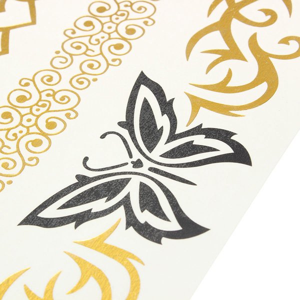 Gold Metallic Butterfly Star Temporary Tattoos Body Art Sticker
