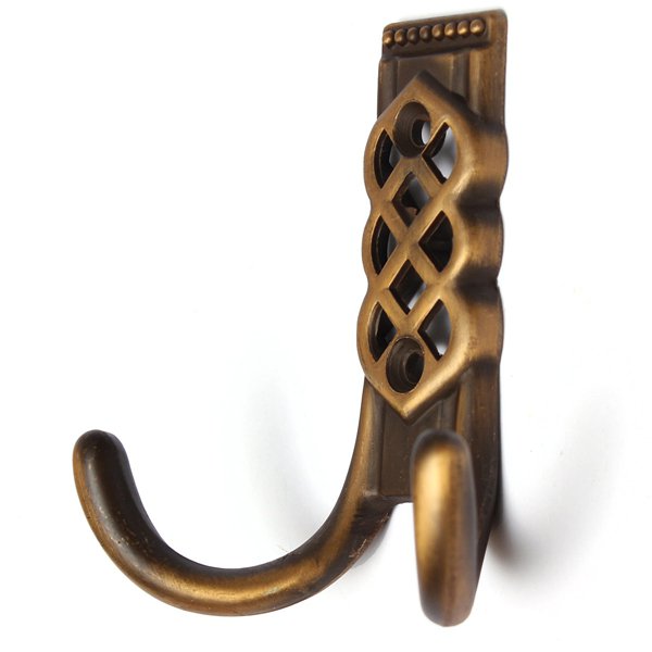Retro Clothes Double Hooks Coat Hat Robe Holder Wall Hanger Zinc Alloy