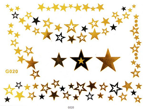 Metallic Temporary Egypt Necklace Chain Star Tattoo Sticker