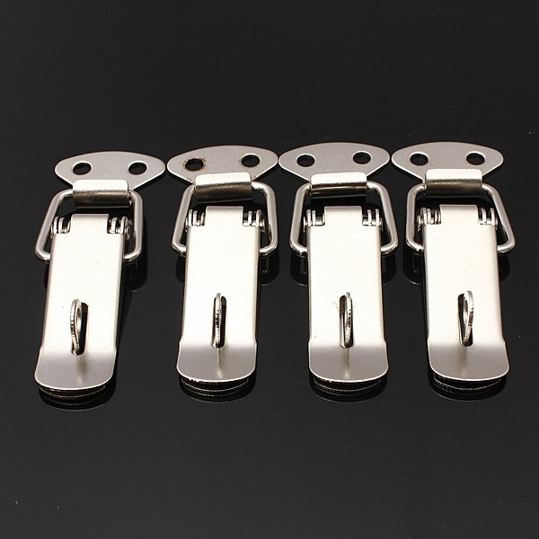 4 Pcs Case Box Chest Loaded Iron Draw Lock Toggle Latch Silver