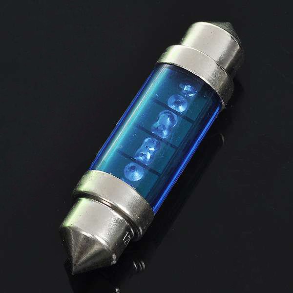 39mm Blue 3-LED License Plate Dome Light Bulbs - Pair