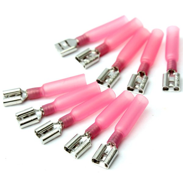 10PCS 6.3mm Red Terminals Insulated Female Spade Connector 0.5-1.5mm? 22-16AWG