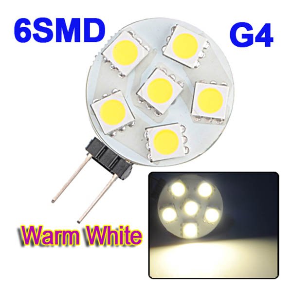G4 6-5050 SMD LED Warm White Light Bulb Lamp Car Marine