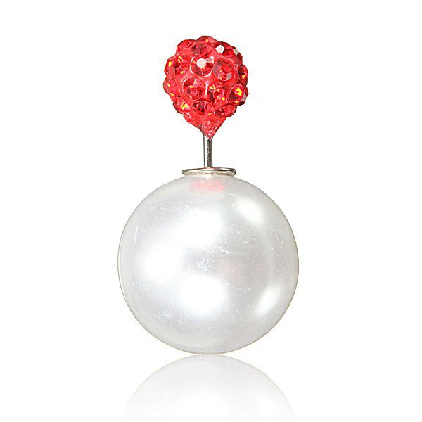 Rhinestone Pearl Double Sides Balls Ear Stud Earrings For Women