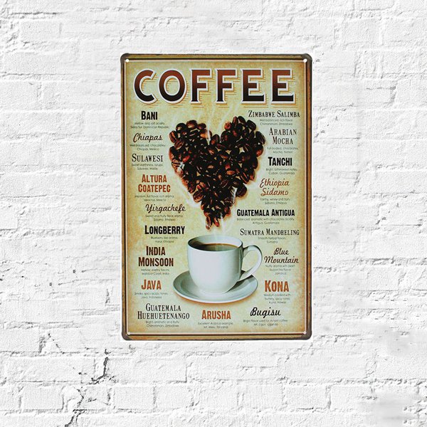 Heart Coffee Tin Sign Vintage Metal Plaque Poster Bar Pub Wall Decor