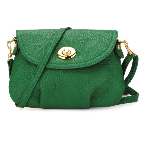 Women's Casual Solid Color Twist-Lock Design Crossbody Bag
