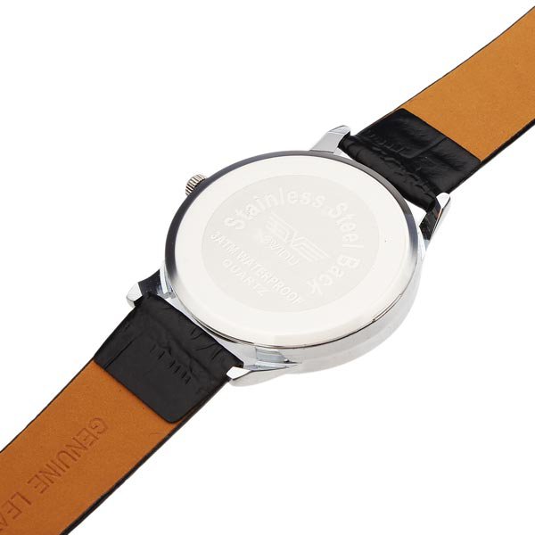 Fashion Black White Leather Men Women Quartz Wrist Watch