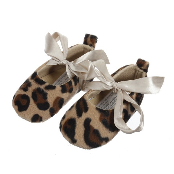 Leopard Girls Baby Toddler Ribbon Infant Anti-slip Shoes