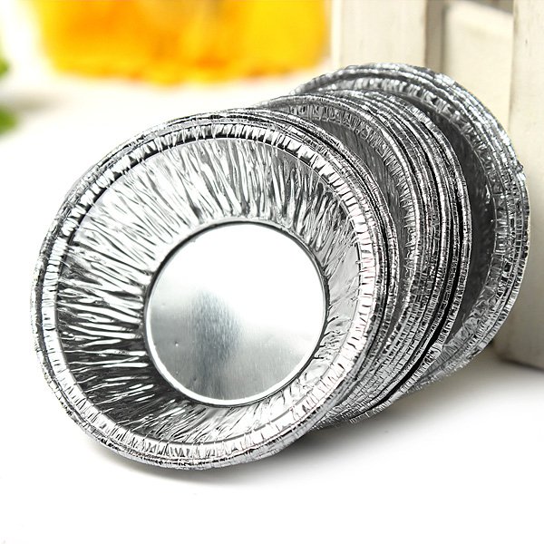 125 pcs Disposable Silver Foil Baking Cookie Cup Cake Tart Mold Round