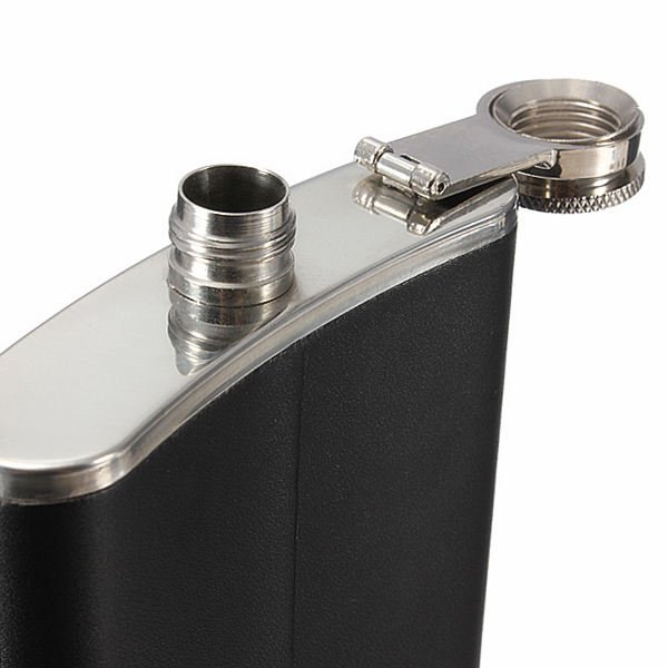 8oz 304 Stainless Steel Leather Hip Flask Alcohol Pocket Flagon Stoup