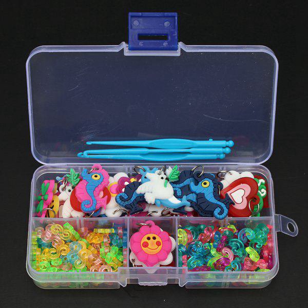 50Pcs Charms Pendants Clips Hooks Box Kit DIY Rubber Bands Bracelet