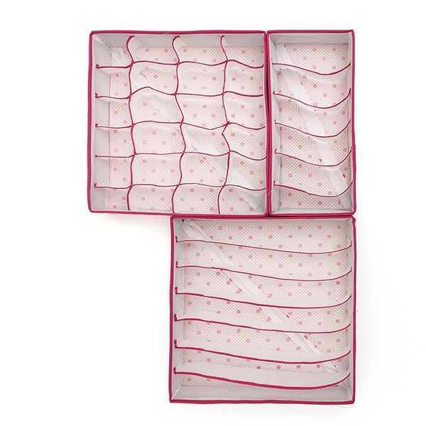 3 PCS Folding Storage Box For Underwear Sock Bra Ties Organizer