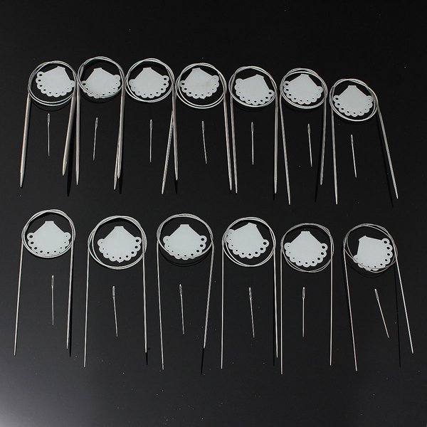 13Pcs 80cm Stainless Steel Circular Crochet Knitting Pin Needles