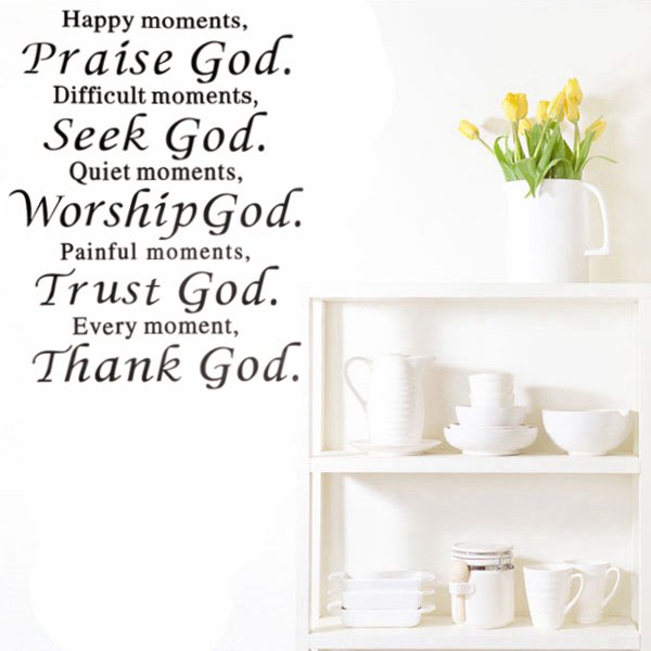 Happy Moment Praise God Removable Wall Sticker Phrase Word Home Decor