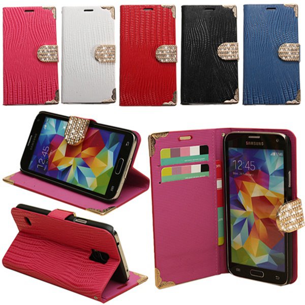 Diamond Crocodile Flip Leather Wallet Case For Samsung Galaxy S5