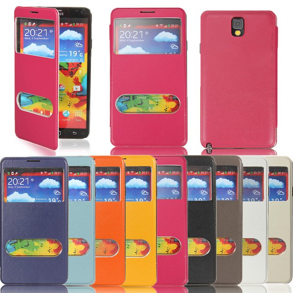 Leather Cover Case With View Window For Samsung Galaxy Note 3 N9000