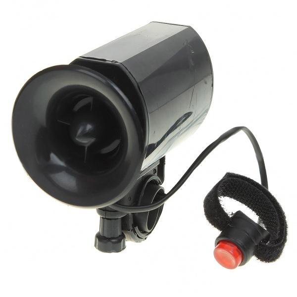 6 Alarm Sound Bicycle Horn with Mount Black 1*6F22 9V 100dB