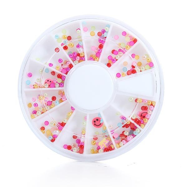 Pearl Nail Art UV Acrylic Tips Rhinestone Glitters Decoration Wheel