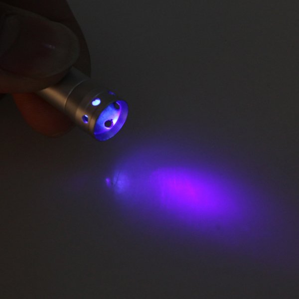 Mini UV LED Flashlight Torch Lamp Light Keyring With Key Chain Silver