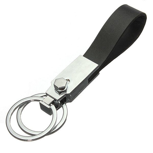 Belt Loops Black PU Leather Keyring Keychain Ring Key