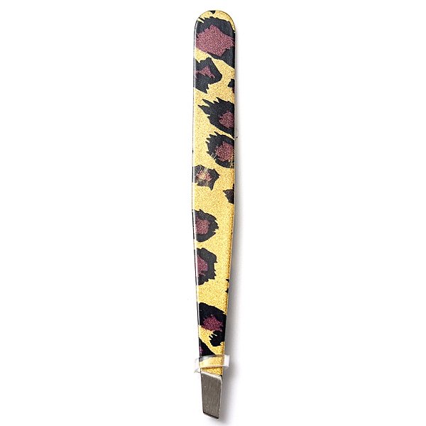 Stainless Steel Leopard Round Print Eyebrow Tweezers Cosmetic Tool
