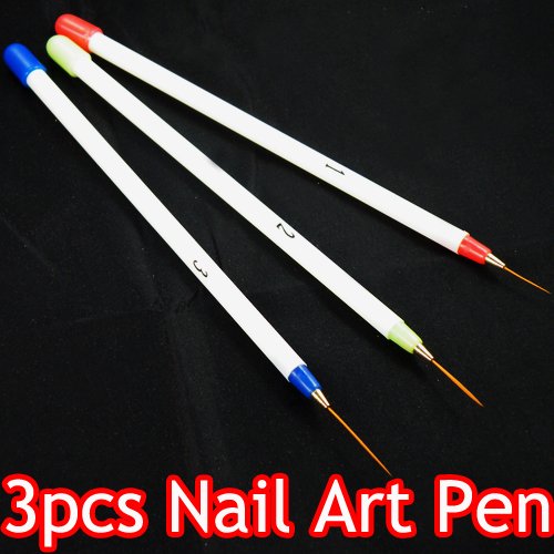 3pcs Acrylic Tip Nail Art Brush Ongle Liner Drawing Pen