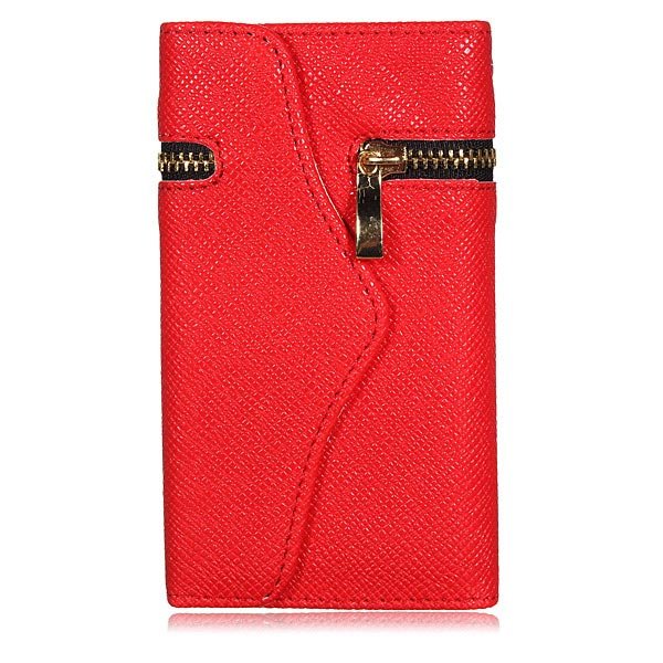 Zipper Envelope Purse Leather Wallet Design Case Cover for iPhone 5