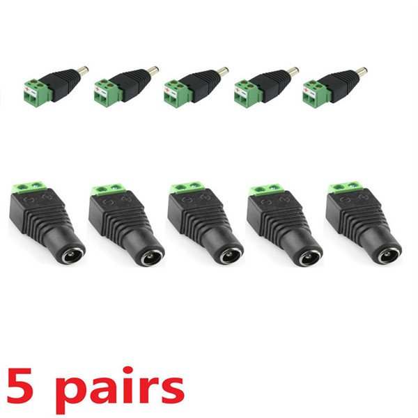 5 Pairs Male And Female DC Power Plug Jack Adaptor Connector