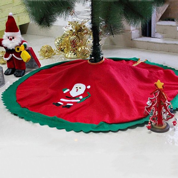 Green Wavy Gold Edge Christmas Tree Skirt Home Decor Xmas Ornaments