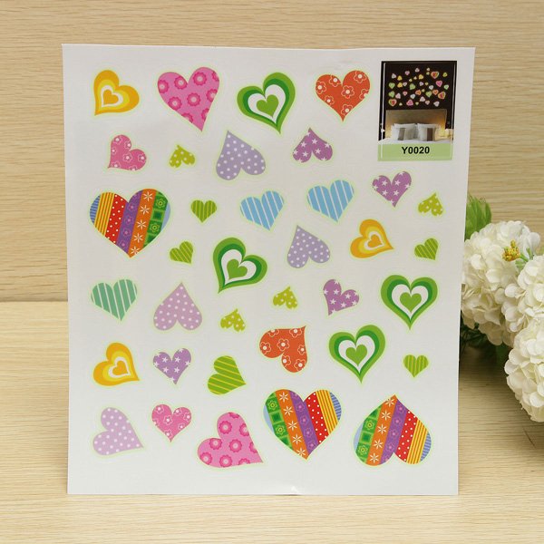 Love Heart Luminous Fluorescent Wallpaper Cartoon Wall Sticker