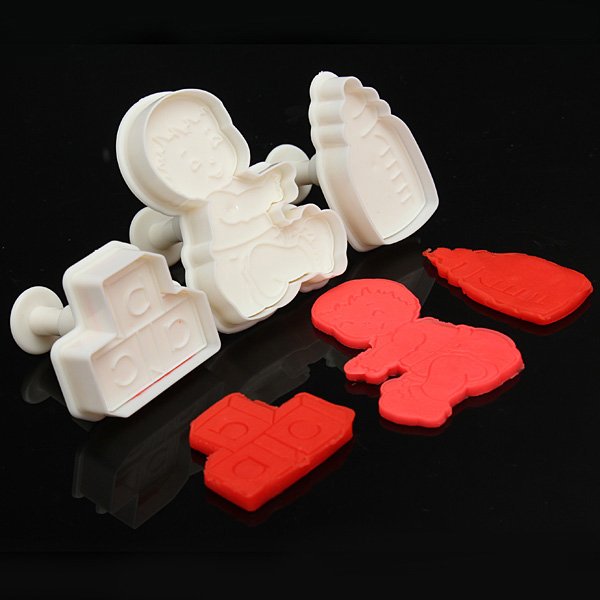 Boy Milk Bottle Toy Cookie Cutter Set Embossing Fondant Cake Mold