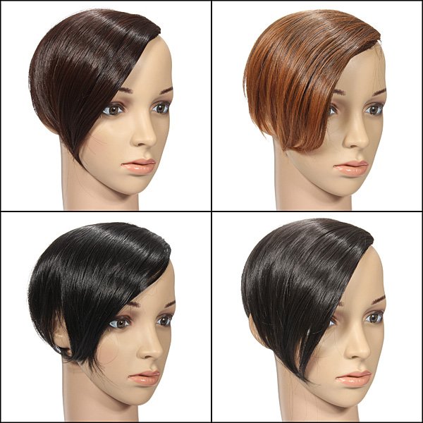 Women Front Fringe Neat Clip In Side Swept Bang Hairpiece