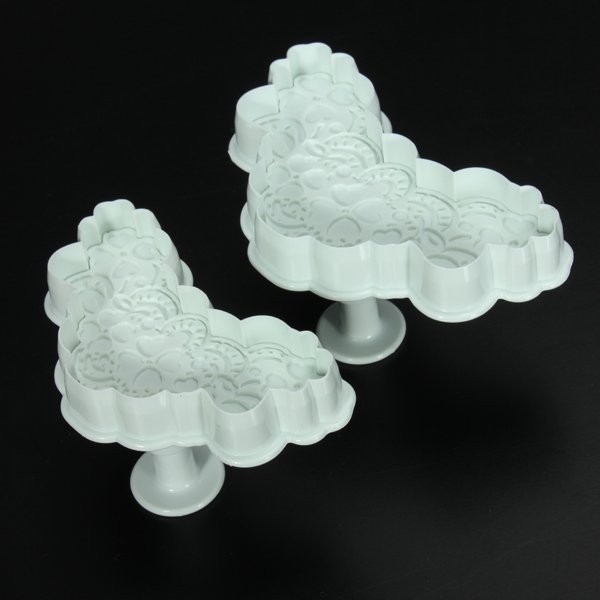 2Pcs Heart Lace Plunger Cutter Cake Sugarcraft Decorating Tool Mould