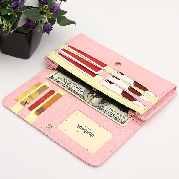Long Purse Zipper Wallet Cards Phone Case For iPhone Smartphone