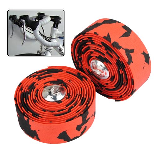 Bike Bicycle Cork Handlebar Tape Wrap +2 Bar Plug Red