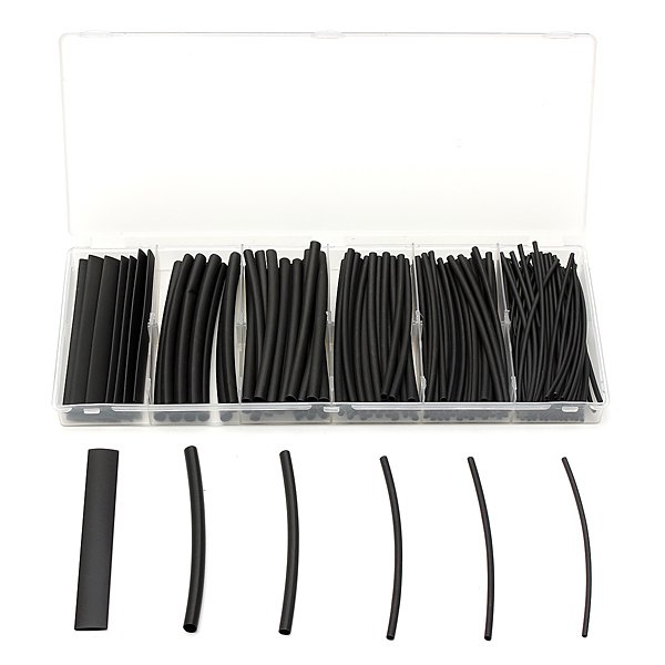 160Pcs Black Polyolefin 2:1 Heat Shrink Tubing 1.5/2.5/3/4.5/6/9mm