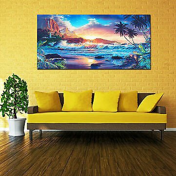 Home Decor Canvas Print Paintings Wall Art Modern Sunset Scenery Beach Tree