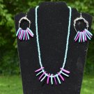Handmade Teal and Dark Purple Wood Necklace