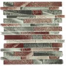 12" x 12" Glass Mosaic Tile in Gray and Brown