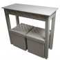 Off White Leatherette Console and 2 Matching Storage Ottomans ( Set of 3)