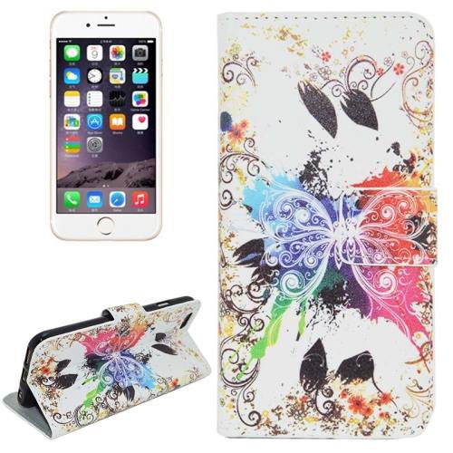 For iPhone 6 Plus Butterfly Leather Case with Holder, Card Slots & Wallet