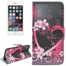 For iPhone 6 Plus Heart Leather Case with Holder, Card Slots & Wallet
