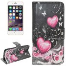 For iPhone 6 Plus Pink Heart Leather Case with Holder, Card Slots & Wallet