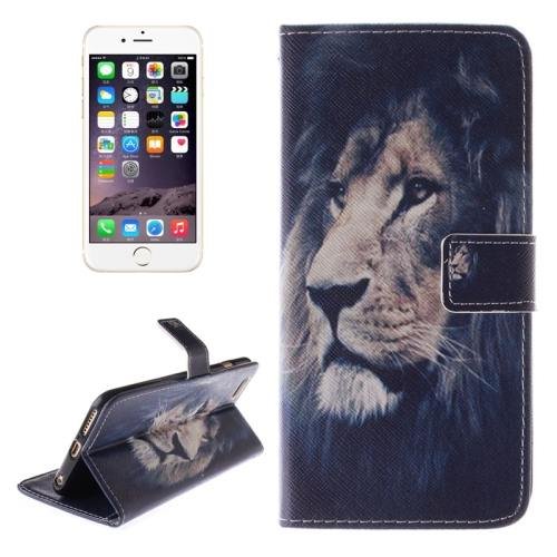 For iPhone 6 Plus Lion Double Sided Print Leather Case with Holder, Card Slots & Wallet